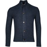 Thomas Maine vest blauw knopen normale fit wol grof gebreid