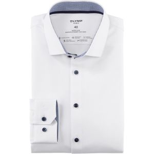 Katoenen Olymp overhemd mouwlengte 7 extra slim fit wit effen