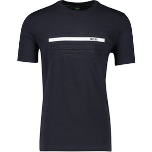 Hugo Boss T-shirt zwart effen katoen met textuur