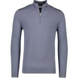 Profuomo sweater effen blauw half zip