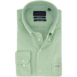 Portofino casual overhemd wijde fit groen uni 100%  katoen