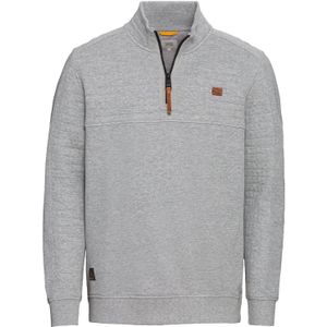 Camel Active wijde fit trui grijs gemêleerd  half-zip