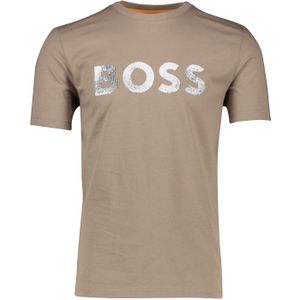 Boss Orange normale fit t-shirt bruin korte mouw Bossocean
