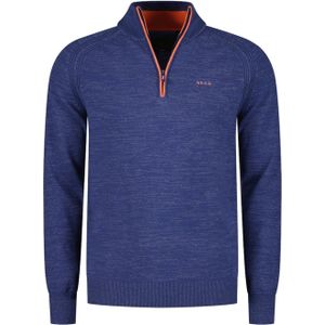 katoenen New Zealand sweater half zip donkerblauw gemêleerd