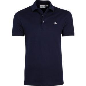 Lacoste polo donkerblauw effen katoen slim fit