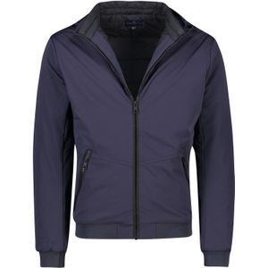 Portofino winterjas donkerblauw effen rits normale fit afneembare capuchon