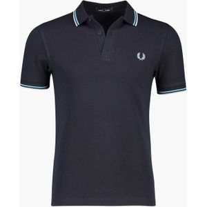 Fred Perry poloshirt 2 knoops normale fit donkerblauw effen katoen