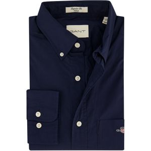 Gant casual overhemd normale fit donkerblauw uni