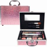 Casuelle - Make-up Koffer - Roze Krokodilprint - 46 Delig - Inclusief 28 Oogschaduw Kleuren