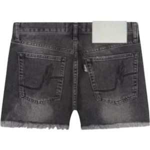 Malelions Women Damaged Denim Shorts - Black XXS