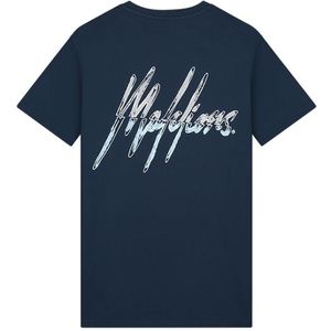 Malelions Split 2.0 T-Shirt - Navy/Beige XXS