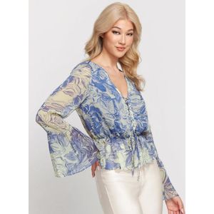 Guess LS Demi Top - Rose River Print Blu L