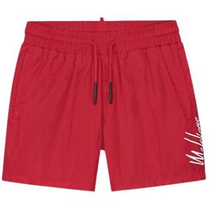 Malelions Split Swim Shorts - Red/Grey