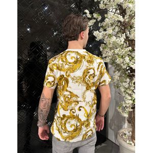 Men Allover Color T-shirt - White/Gold XXL