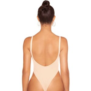 Crinkle Low Back Swimsuit - Creme M