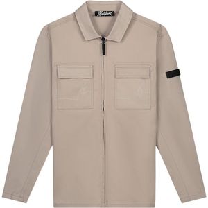 Malelions Cotton Zip Overshirt - Beige