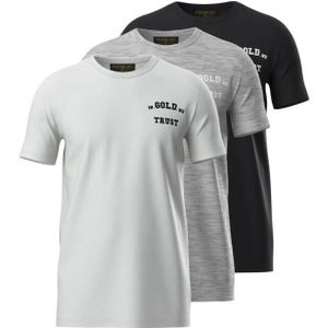 men Basic T-Shirt 3-Pack - Wit/Grijs/Zwart L