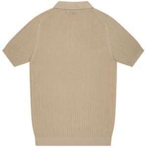 Quotrell Jay Knitted Polo - Beige/Off White XXL