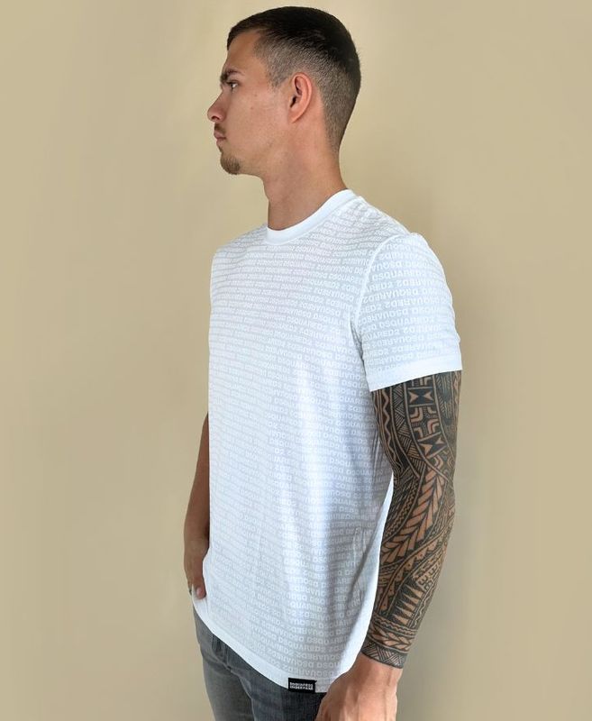 Dsquared2 - All Over Logo T-Shirt - Wit - T-shirt