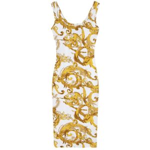 Women M Print Dress - White/Gold 46-L