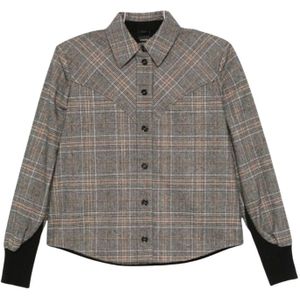 Pinko - Berta Shirt - Grijs - Lange Mouwen - Garengeverfd Geruit