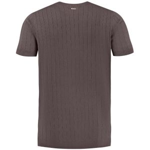 Striped Knitwear T-Shirt - Brown XL