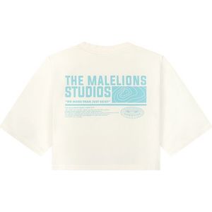 Malelions Women Jane Cropped T-Shirt - Off White/Light Blue