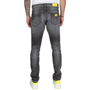 Neon Ripped Biker Label Jeans - Denim Grey 30