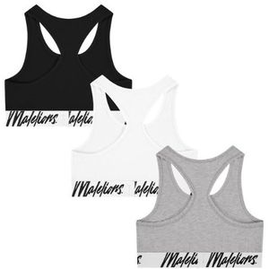 Malelions Women Bralette 3-Pack - White/Grey/Black M