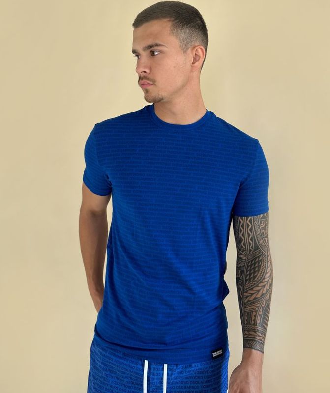 Dsquared2 - All Over Logo T-Shirt - Blauw - T-shirt