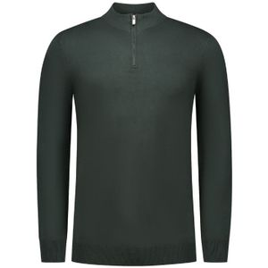 Pure Path - Regular Fit Half Zip Knitwear - Donkergroen - Knit Sweater