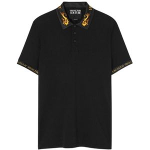 Men Watercolor Collar Polo - Black/Gold S