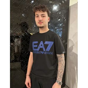 EA7 Logo Print T-Shirt - Black/Blue XL