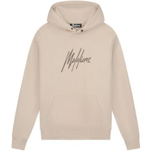 Malelions Striped Signature Hoodie - Beige XXL