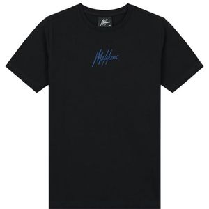 Malelions Kids Striped Signature T-Shirt - Black/Cobalt 140