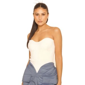 La Sisters Knitted Bandeau Top - Off White