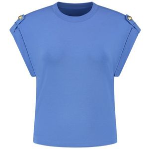 Nikkie Epaulette T-Shirt - Blue Lagoon