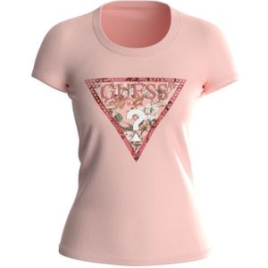 Guess SS RN Satin Triangle Tee - Wanna Be Pink M