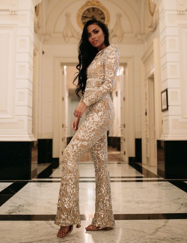 Avery Lace Jumpsuit - Silver Nude XXS