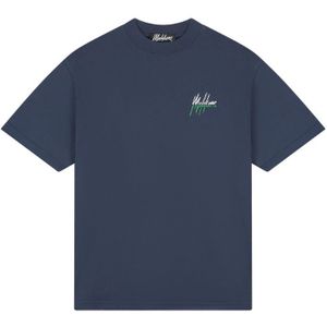 Malelions Oversized Split T-Shirt - Navy/Green XXS