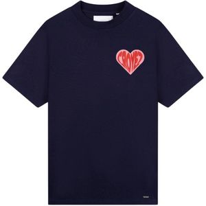 Croyez Puffed Heart T-Shirt - Navy/Red XXS