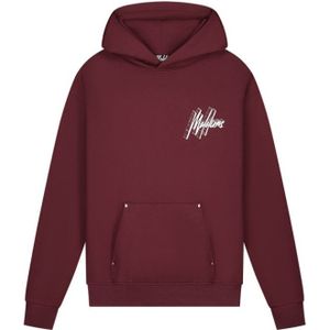 Malelions Oversized 3D Graphic Hoodie - Burgundy/White