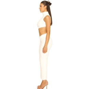 Fluffy Turtle Neck Two Piece - off white M/L