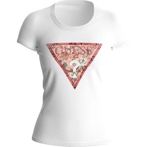 Guess SS RN Satin Triangle Tee - Pure White M