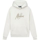 Malelions Striped Signature Hoodie - Off White/Taupe