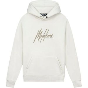 Malelions Striped Signature Hoodie - Off White/Taupe M