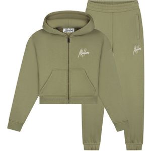 Malelions Women Cropped Signature Tracksuit - Army Green XXS