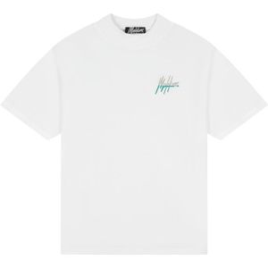 Malelions Oversized Split T-Shirt - White/Turquoise XXS