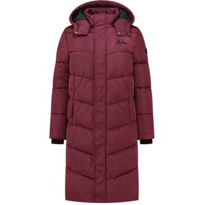 Malelions Women Signature Long Puffer Jacket - Burgundy