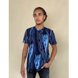 Carlo Colucci - C3486 - T-shirt - Créme/Blauw - 3D Knit-Print